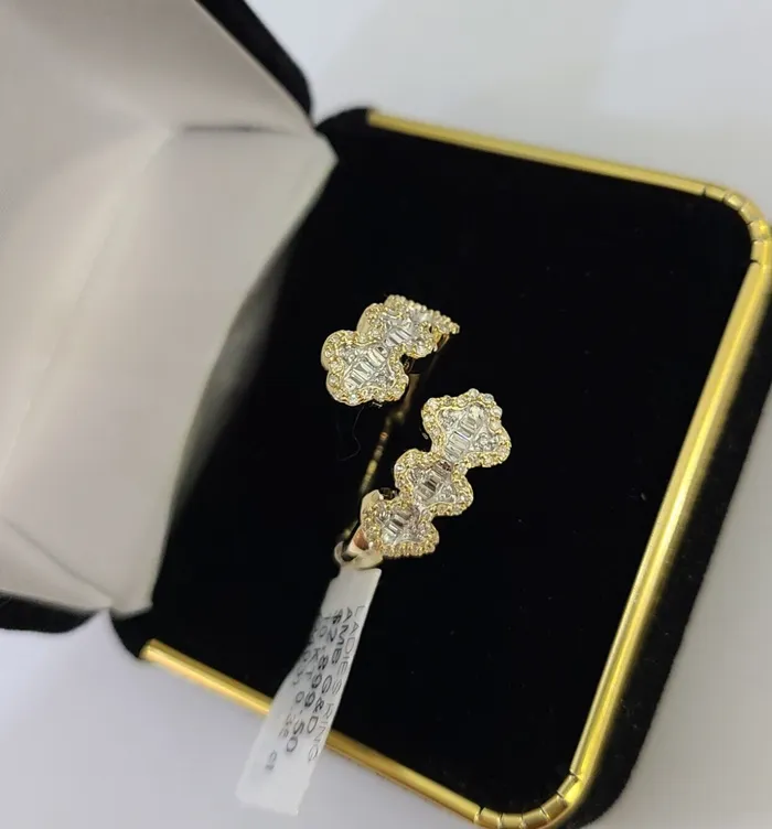 Rings Gold and Diamond Real 10k Yellow Gold Diamond Ladies Ring Women Casual Engagement Wedding