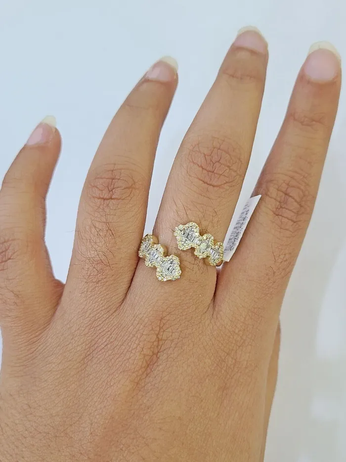 Rings Gold and Diamond Real 10k Yellow Gold Diamond Ladies Ring Women Casual Engagement Wedding