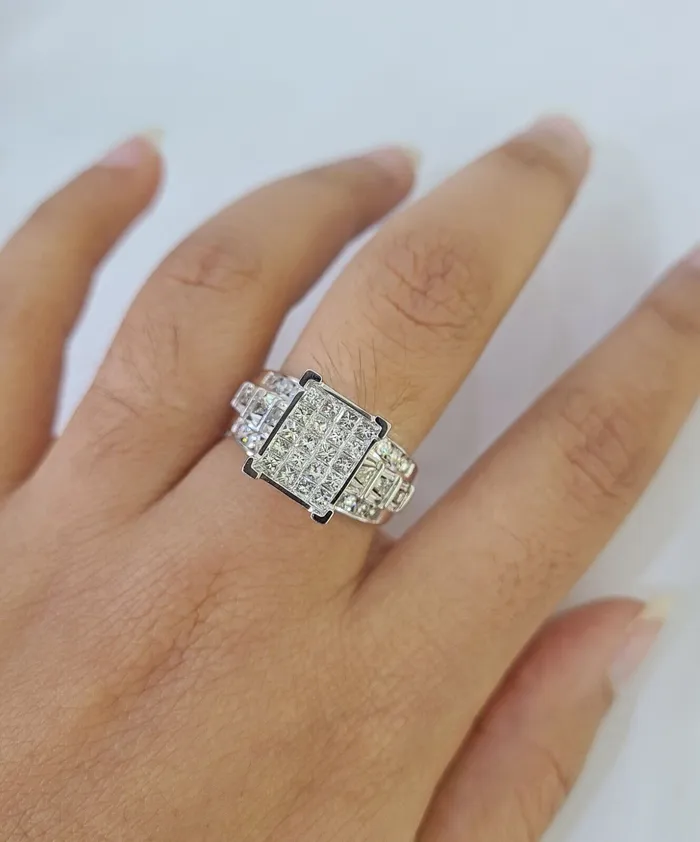 Rings Gold and Diamond REAL 14k White Gold Diamond Ring Size 10 Wedding Casual Ring Mens Genuine
