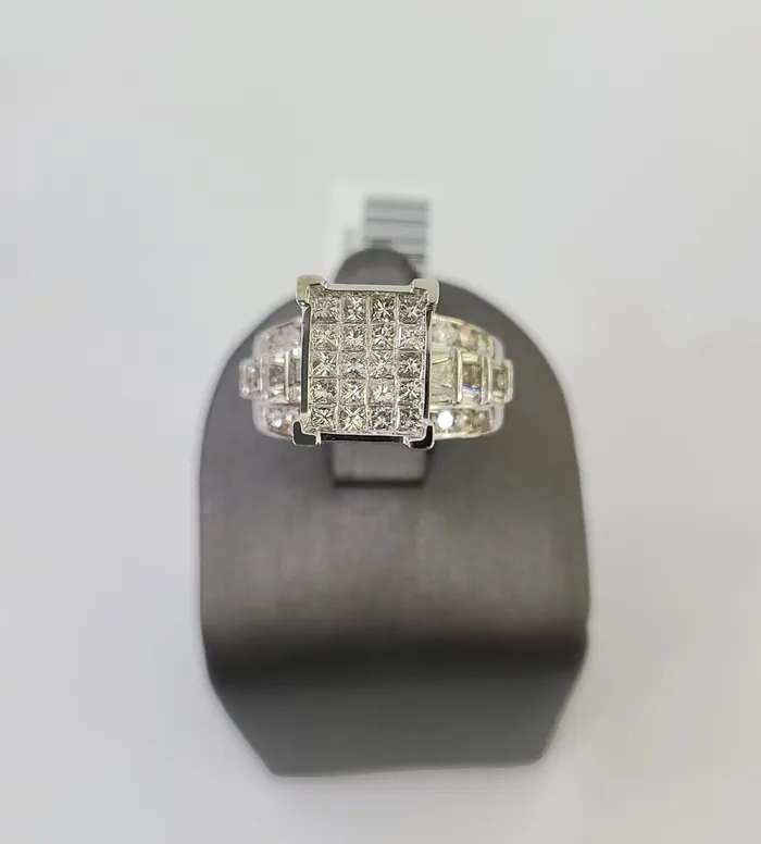 Rings Gold and Diamond REAL 14k White Gold Diamond Ring Size 10 Wedding Casual Ring Mens Genuine