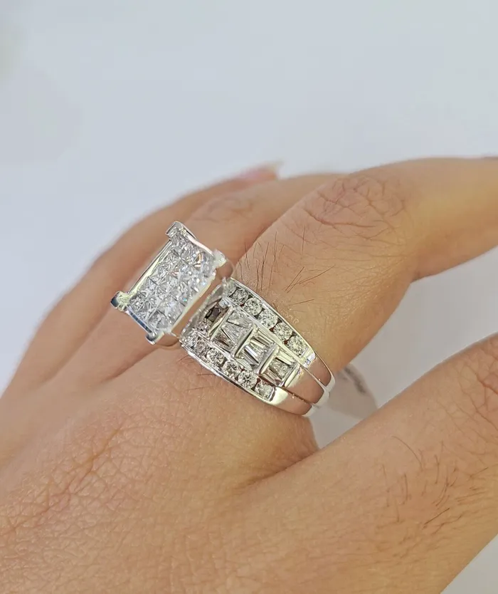 Rings Gold and Diamond REAL 14k White Gold Diamond Ring Size 10 Wedding Casual Ring Mens Genuine