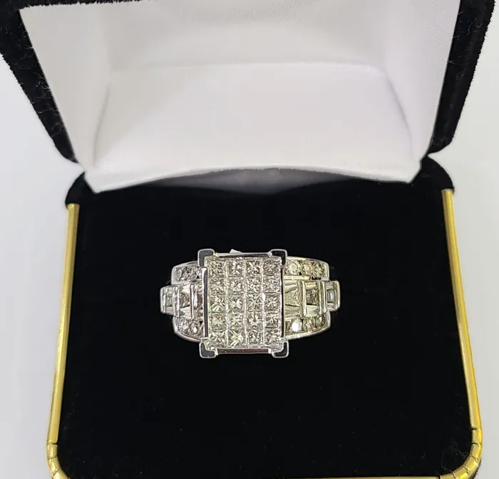 Rings Gold and Diamond REAL 14k White Gold Diamond Ring Size 10 Wedding Casual Ring Mens Genuine