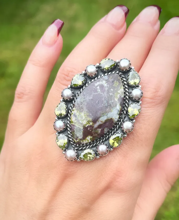 Rings Sophiareneboutiquecom Sterling Silver Copper Ore Pearl Crystal Cluster Ring