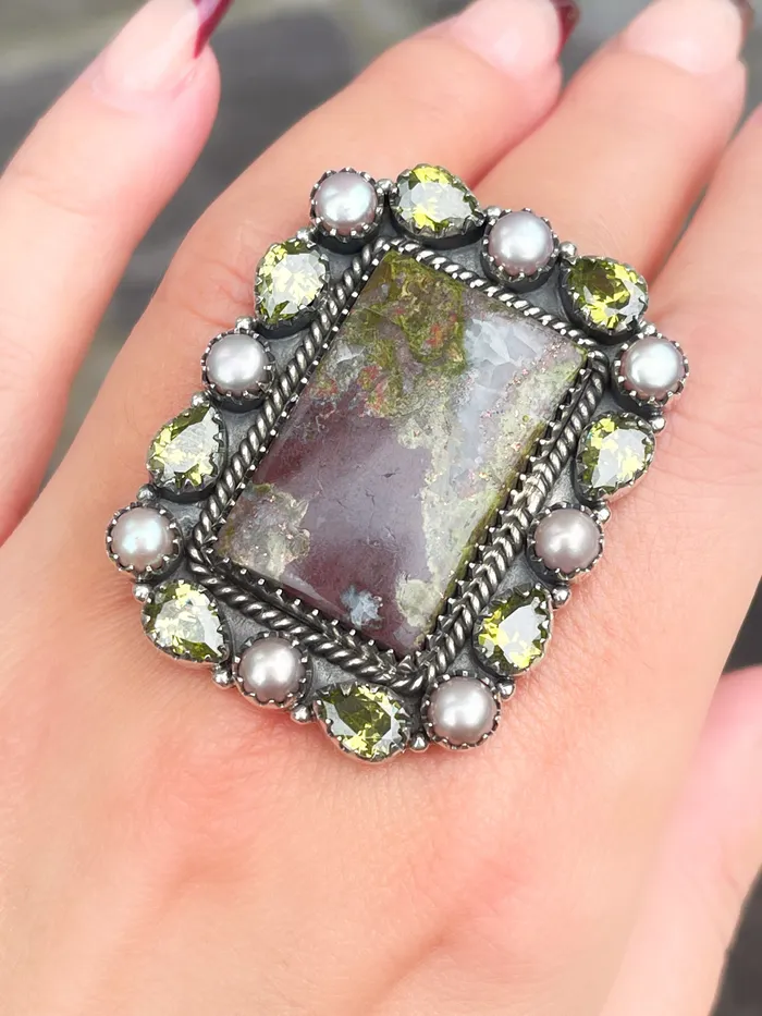 Rings Sophiareneboutiquecom Sterling Silver Copper Ore Pearl Crystal Cluster Ring