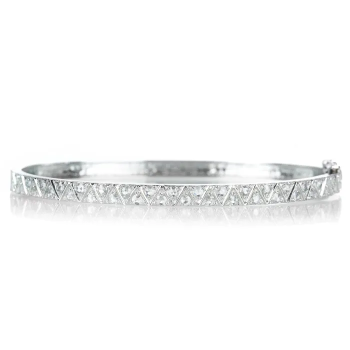 Sethi Couture Rings White Gold and Rose Cut Diamond Bangle