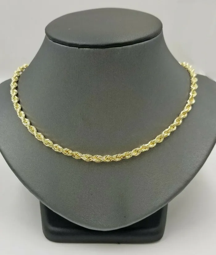 SOLID 5mm 20 10k Yellow Gold Rope Chain Diamond Cut Men Women Real Brand new Gold and Diamond Rings SOLID 5mm 20 10k Yellow Gold Rope Chain Diamond Cut Men Women Real Brand new Gold and Diamond Rings