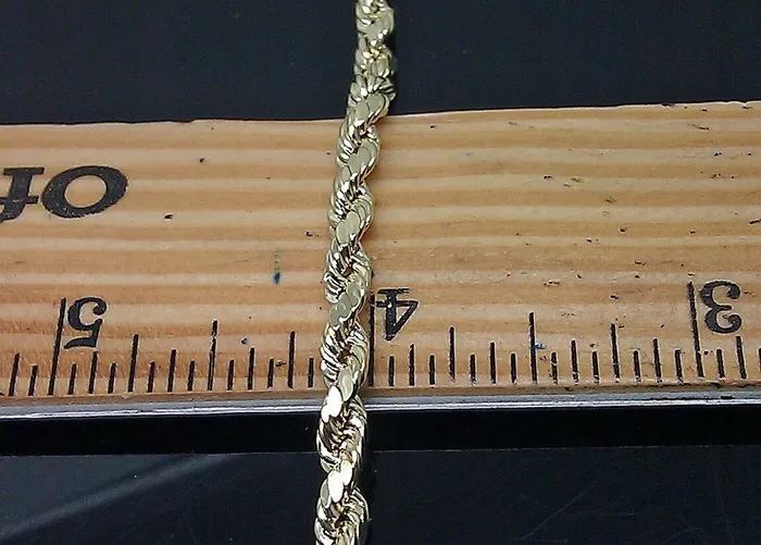 SOLID 5mm 20 10k Yellow Gold Rope Chain Diamond Cut Men Women Real Brand new Gold and Diamond Rings