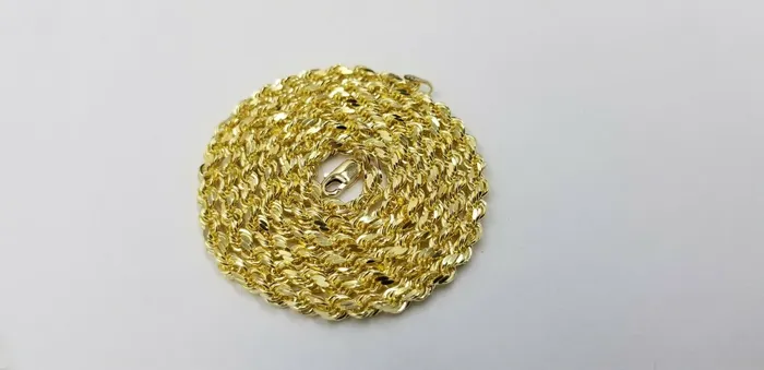 SOLID 5mm 20 10k Yellow Gold Rope Chain Diamond Cut Men Women Real Brand new Gold and Diamond Rings