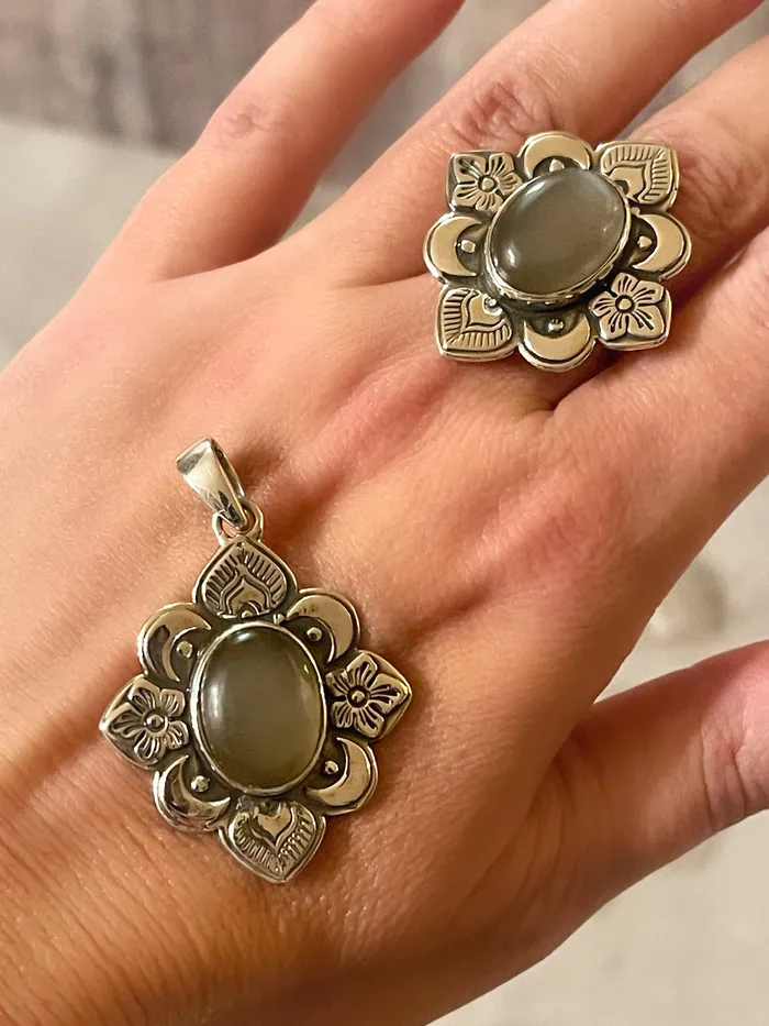 Sterling Silver Artisan Stone Pendant SophiaRene Boutique Necklaces Sterling Silver Artisan Stone Pendant SophiaRene Boutique Necklaces