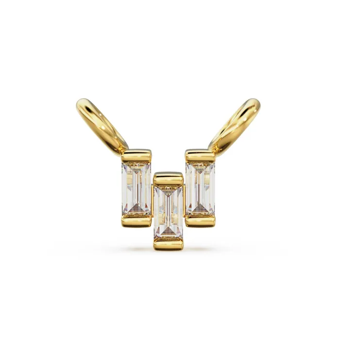 Three Baguette Diamond Charm Pendant 14k 18k Solid Gold Charm Rectangle Real Diamond Pendant Petite Diamond Charm Tiny Diamond Charm Jalvi Co Charm Necklaces