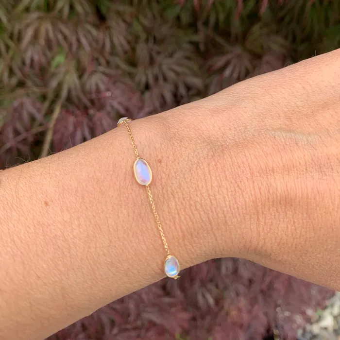 14k Rosecut Moonstone station Bracelet Emily Amey Jewelry Bracelets