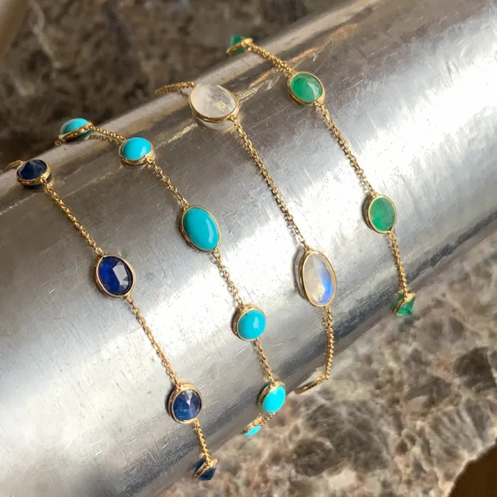 14k Rosecut Moonstone station Bracelet Emily Amey Jewelry Bracelets