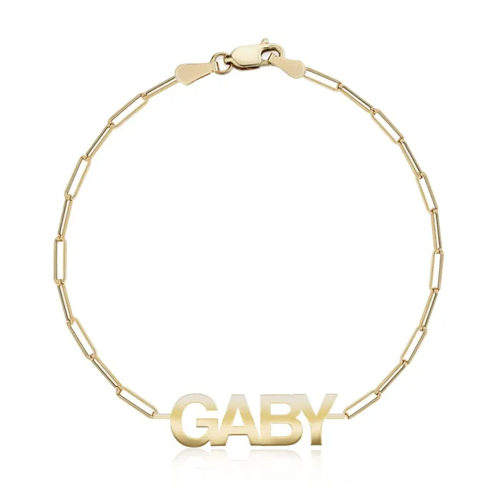 Alev Collection Bracelets Cutout Name Paperclip Bracelet