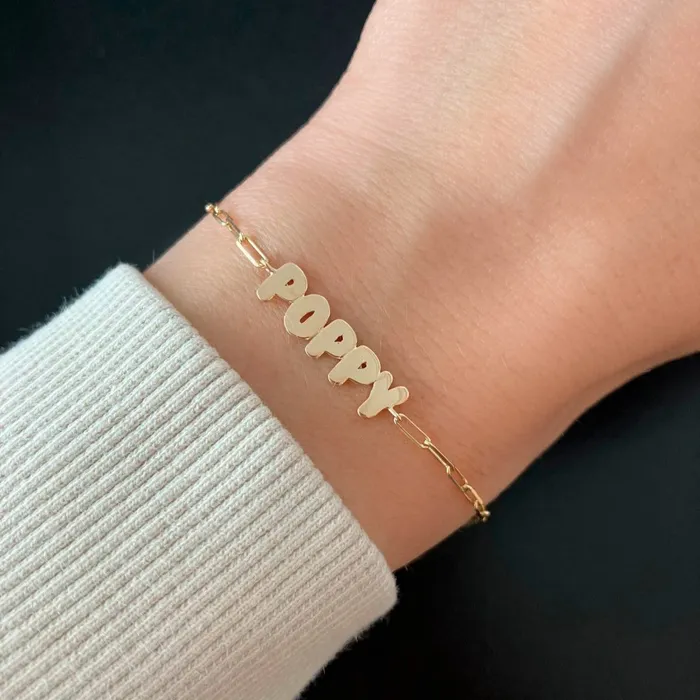 Alev Collection Bracelets Cutout Name Paperclip Bracelet
