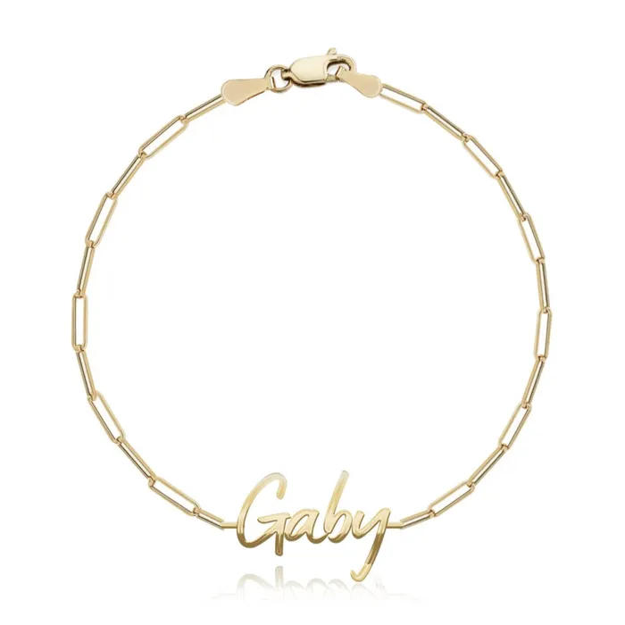 Alev Collection Bracelets Cutout Name Paperclip Bracelet