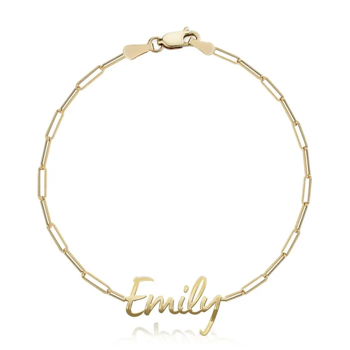Alev Collection Bracelets Cutout Name Paperclip Bracelet