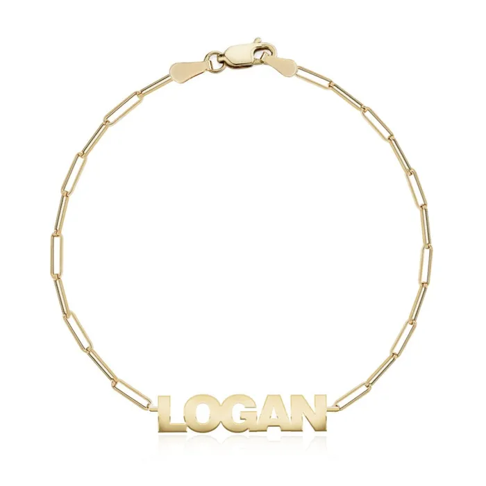 Alev Collection Bracelets Cutout Name Paperclip Bracelet