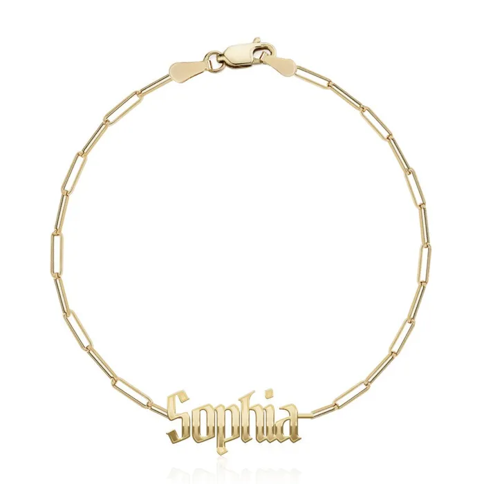 Alev Collection Bracelets Cutout Name Paperclip Bracelet