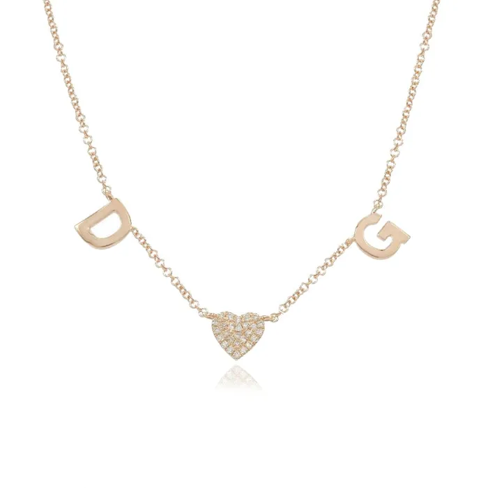 Alev Collection Necklaces Mini Initials and Pave Charm Necklace