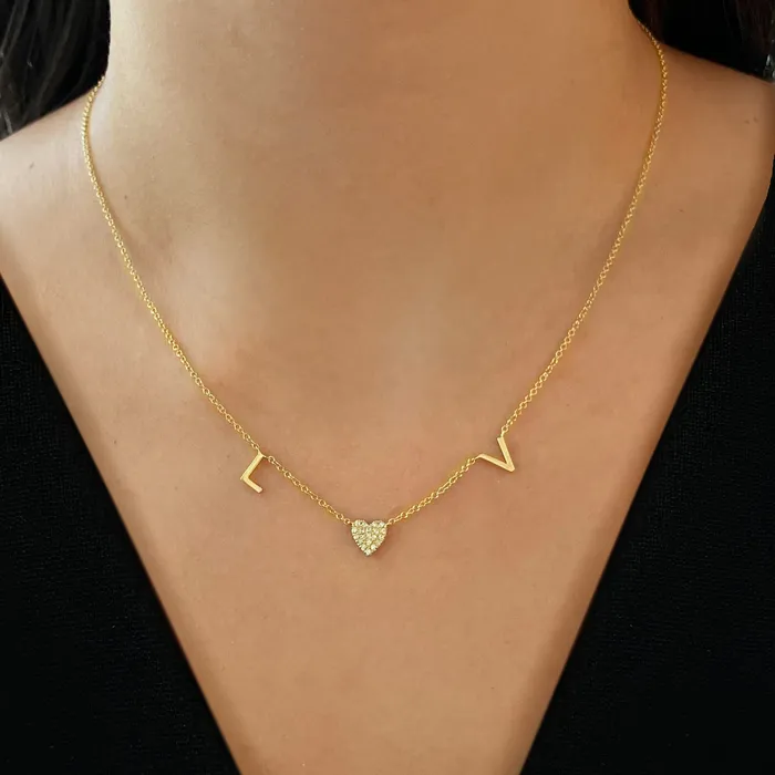 Alev Collection Necklaces Mini Initials and Pave Charm Necklace