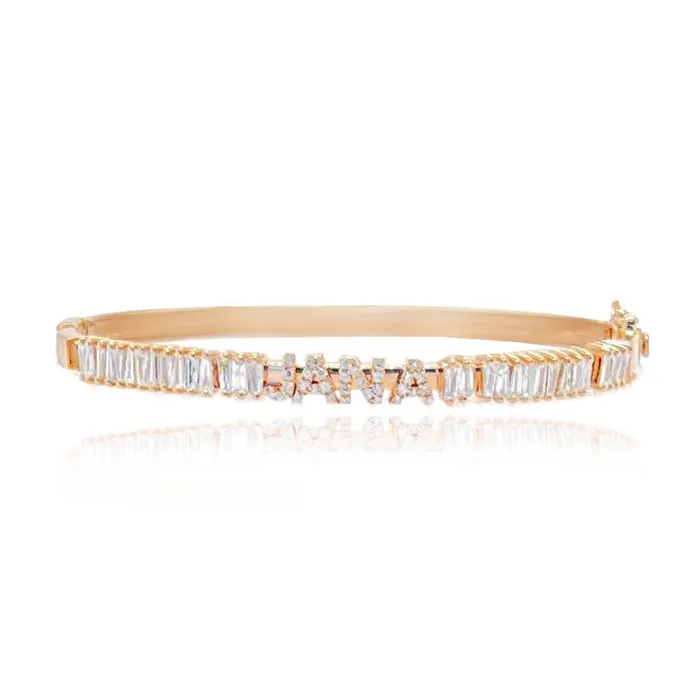 Alev Collection Necklaces Personalized Baguette Sliding Bangle