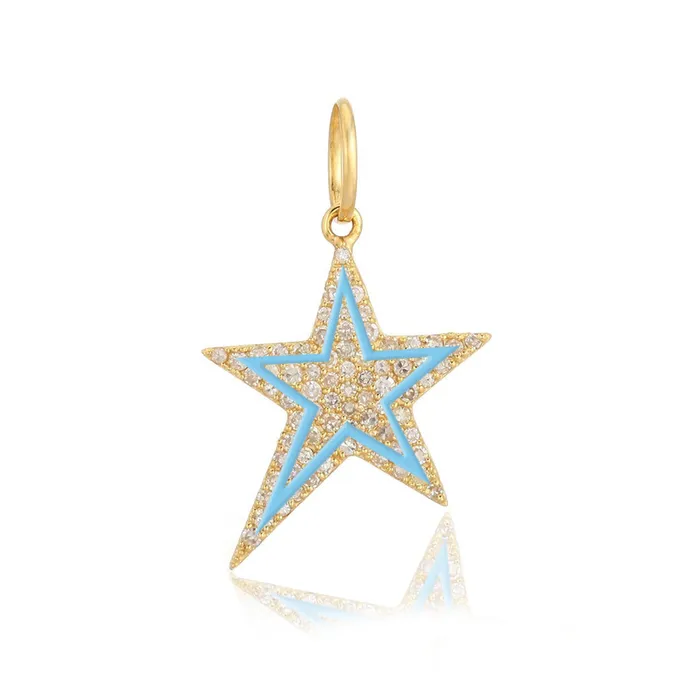 Alev Collection Pave and Enamel Star Charm Charm Necklaces