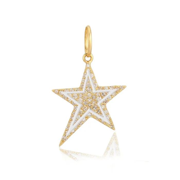 Alev Collection Pave and Enamel Star Charm Charm Necklaces