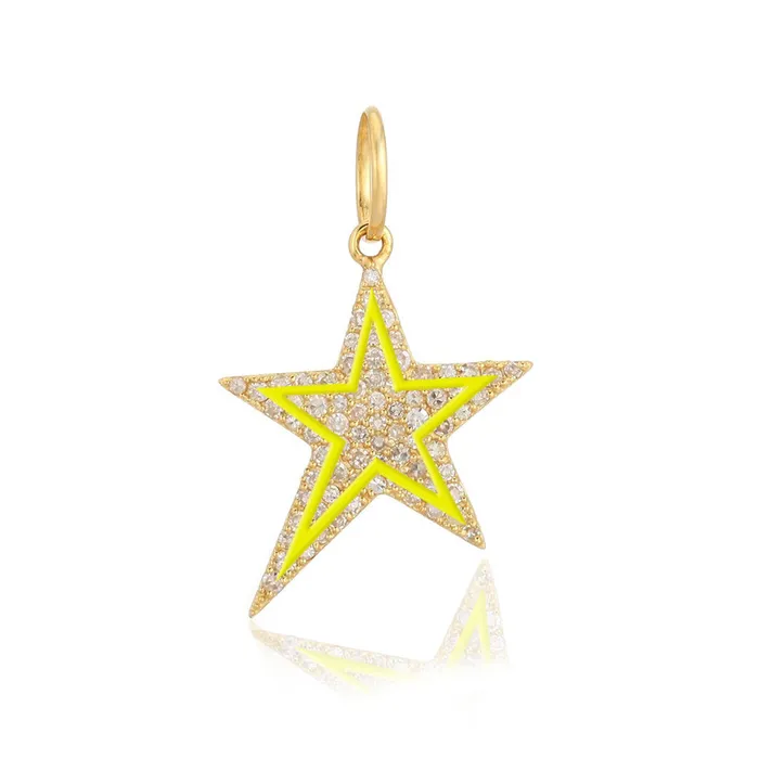 Alev Collection Pave and Enamel Star Charm Charm Necklaces
