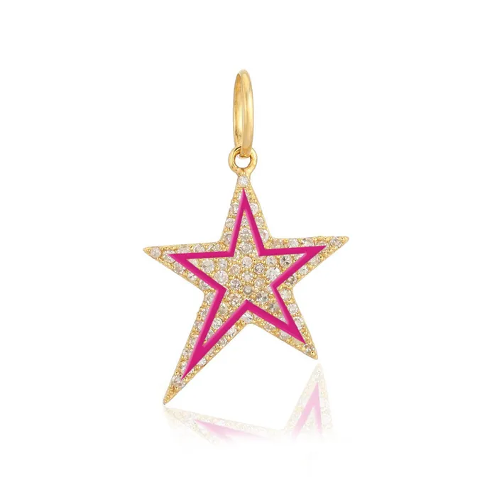 Alev Collection Pave and Enamel Star Charm Charm Necklaces