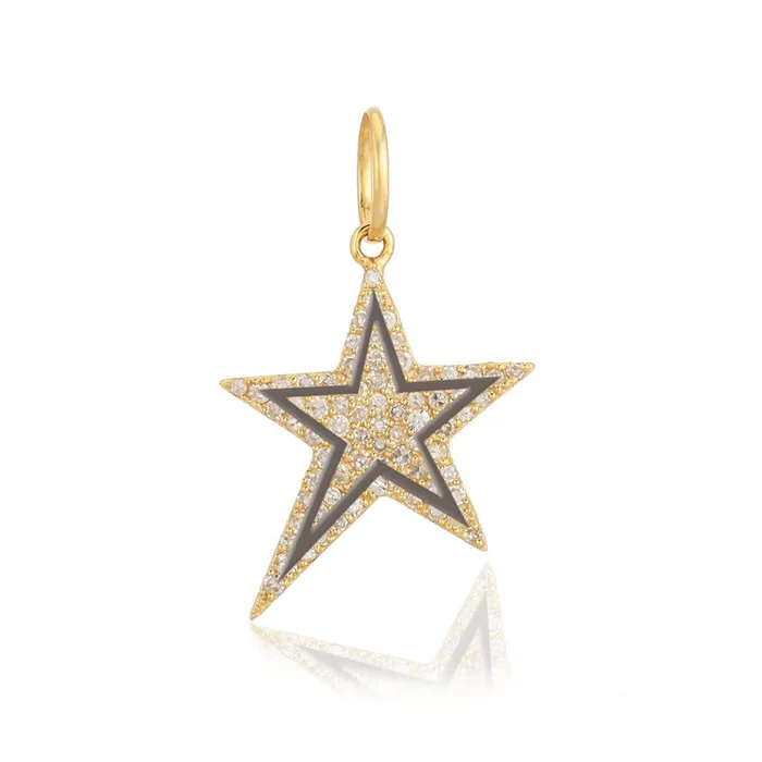 Alev Collection Pave and Enamel Star Charm Charm Necklaces