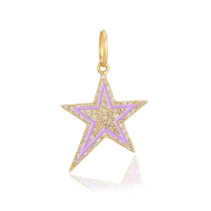 Alev Collection Pave and Enamel Star Charm Charm Necklaces