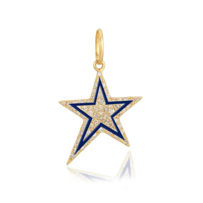 Alev Collection Pave and Enamel Star Charm Charm Necklaces