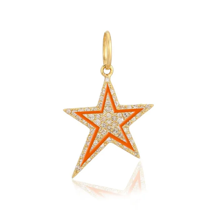 Alev Collection Pave and Enamel Star Charm Charm Necklaces