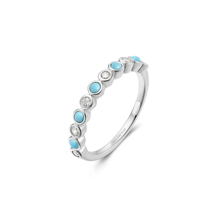 Ania Haie Rings Chill Voyager Silver Bezel Lab Created Turquoise Ring