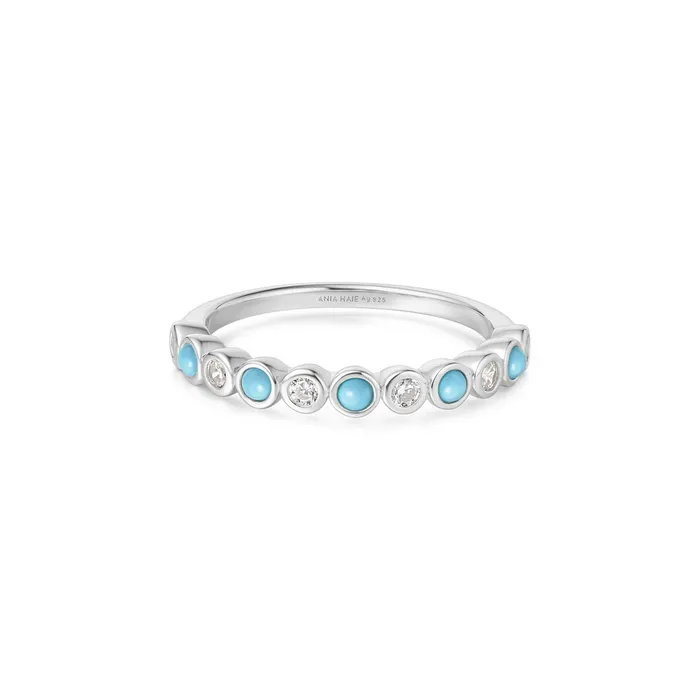 Ania Haie Rings Chill Voyager Silver Bezel Lab Created Turquoise Ring