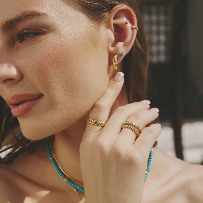 Ania Haie Rings Chill Voyager Silver Bezel Lab Created Turquoise Ring