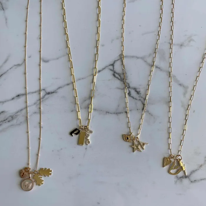 Charm Necklaces Alev Collection Mini Initial Pave Charm