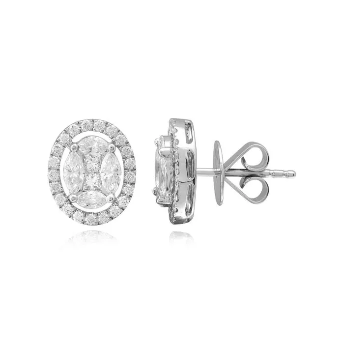 Earrings Alev Collection Illusion and Pave Oval Earrings