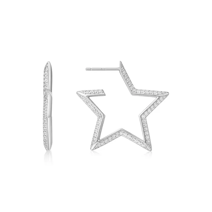 Earrings Ania Haie Sunny Sparkler Large StarShaped Pave Hoop Earrings