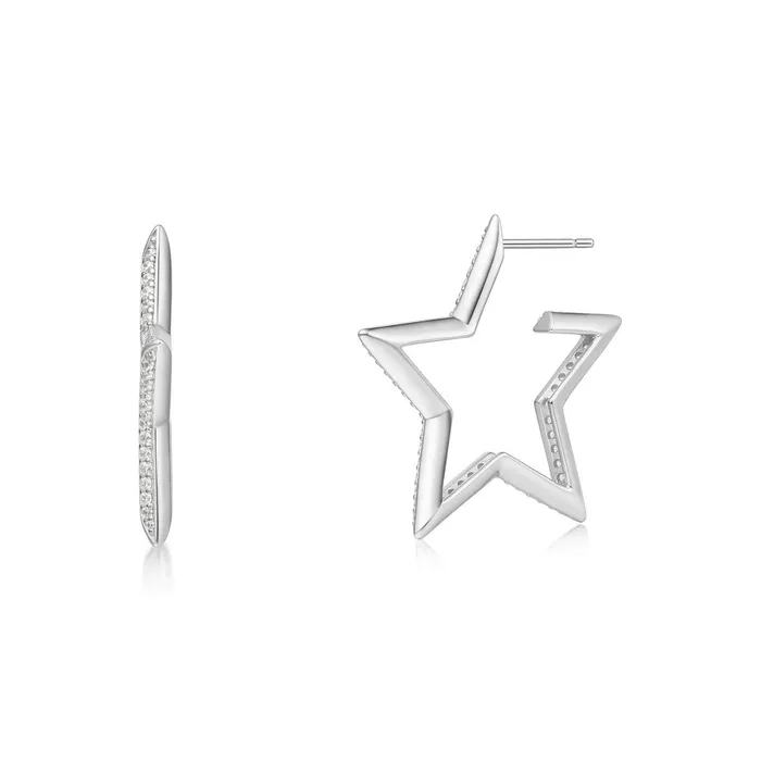 Earrings Ania Haie Sunny Sparkler Large StarShaped Pave Hoop Earrings