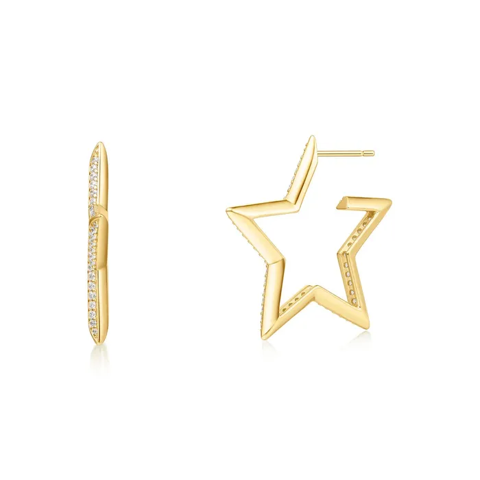 Earrings Ania Haie Sunny Sparkler Large StarShaped Pave Hoop Earrings