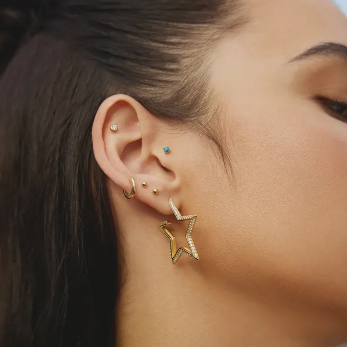 Earrings Ania Haie Sunny Sparkler Large StarShaped Pave Hoop Earrings