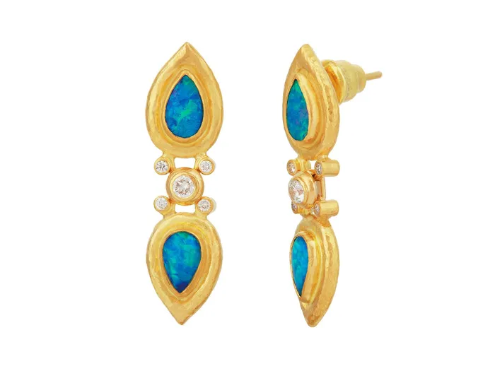 Earrings GG GOLD OOAK GURHAN Muse Gold Opal Single Drop Earrings 8x5mm Teardrop set in Wide Frame Earrings GG GOLD OOAK GURHAN Muse Gold Opal Single Drop Earrings 8x5mm Teardrop set in Wide Frame
