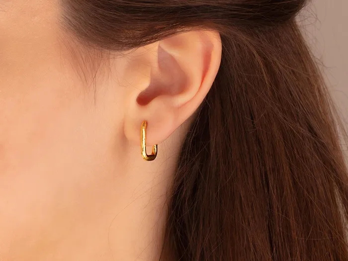 Earrings GG GOLD TRAD GURHAN Hoopla Gold Huggie Hoop Earrings Curved Rectangle Earrings GG GOLD TRAD GURHAN Hoopla Gold Huggie Hoop Earrings Curved Rectangle