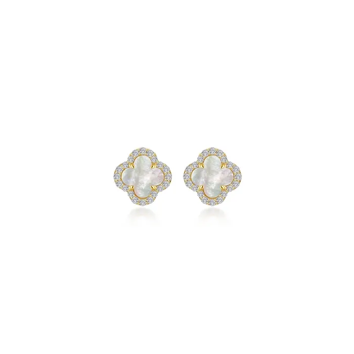 Earrings Lafonn Mother of Pearl TR Gold Halo Stud Earrings