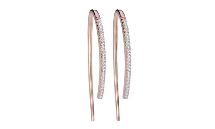 Earrings Lovely Crystal Silver Dangle Trendy Line Earring sparklingselections Earrings Lovely Crystal Silver Dangle Trendy Line Earring sparklingselections