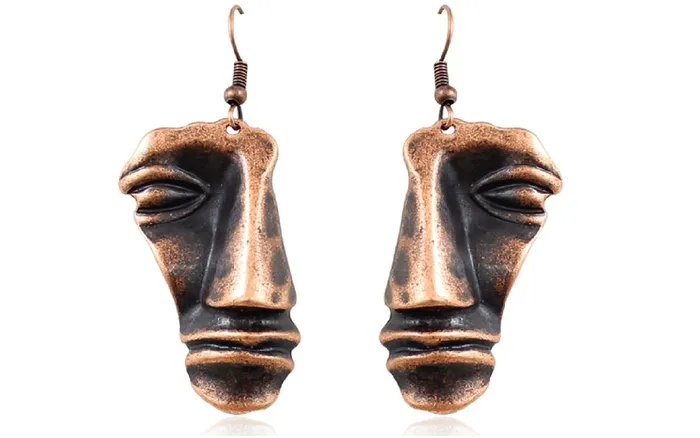 Earrings sparklingselections Retro Stereoscopic Face Drop Bronze Earrings