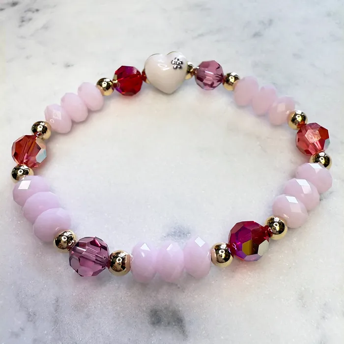 Elisa Ilana Bracelets Swarovski Crystal Elements White Enamel Heart Multicolor Stretch Bracelet Elisa Ilana Bracelets Swarovski Crystal Elements White Enamel Heart Multicolor Stretch Bracelet