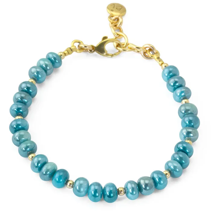 Elisa Ilana Bracelets The Goddess Collection Smooth Teal Coated Moonstone Bracelet