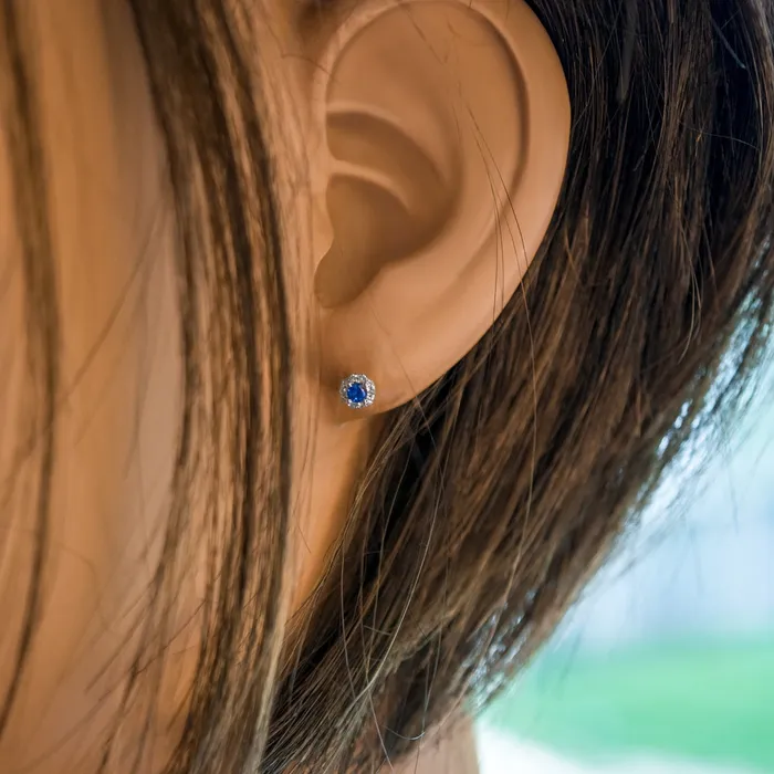 Elisa Ilana Earrings 14KWG Sapphire Diamond Stud Earrings Elisa Ilana Earrings 14KWG Sapphire Diamond Stud Earrings